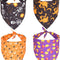 4PCS Halloween Dog Bandana Pet Halloween Bandana Pumpkin Ghost Witch Print Dog Puppy Halloween Bandana Pet Triangle Bibs Scarf Accessories for Dogs Cats Pets (Black&Orange&Purple)