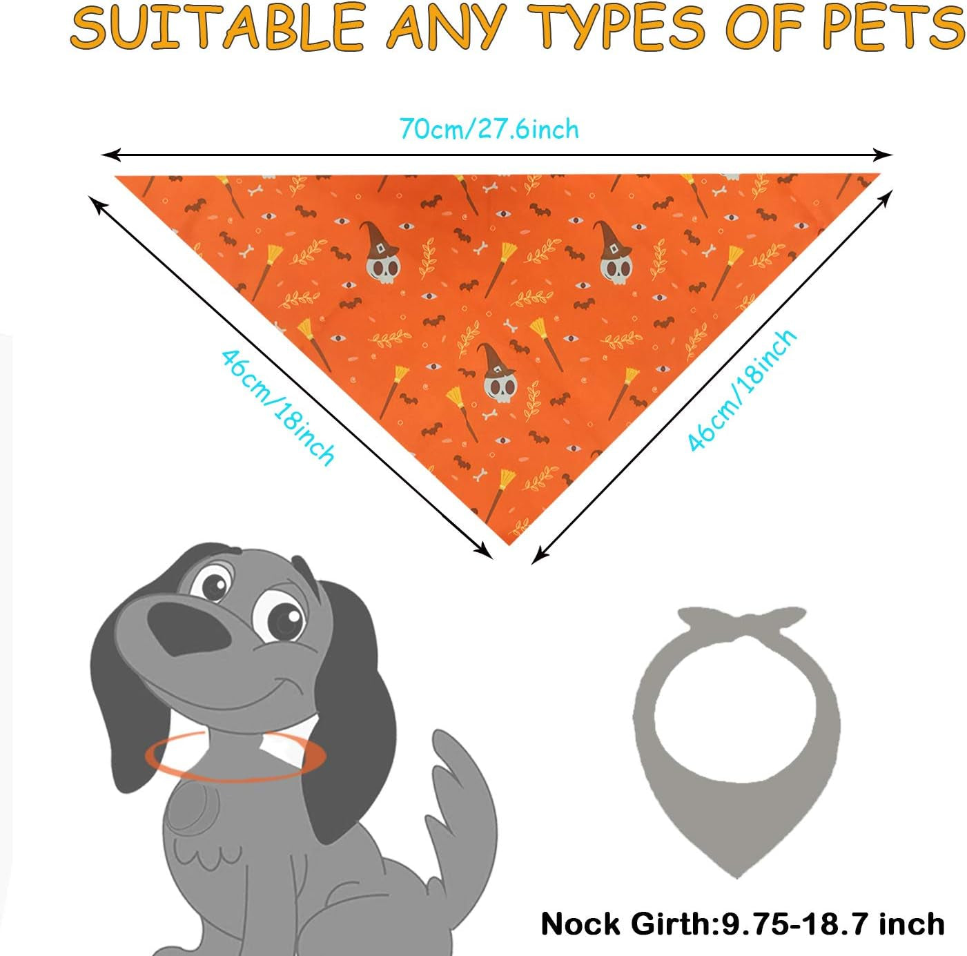 4 Pack Dog Halloween Bandanas, Washable Triangle Pet Scarfs, Breathable Adjustable Dog Neckerchief Bibs Accessories Kerchief Set for Small Large Cats Dogs Pets Holiday (4Packs Dog Bandanas,A)