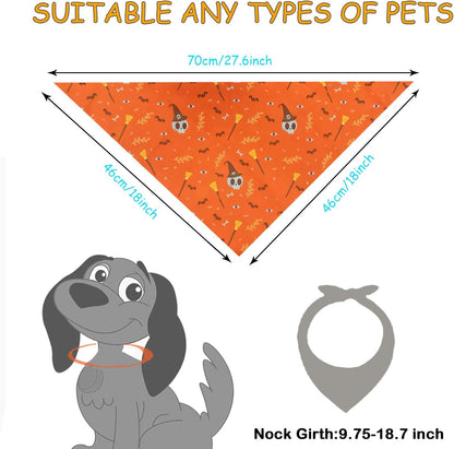 4 Pack Dog Halloween Bandanas, Washable Triangle Pet Scarfs, Breathable Adjustable Dog Neckerchief Bibs Accessories Kerchief Set for Small Large Cats Dogs Pets Holiday (4Packs Dog Bandanas,A)